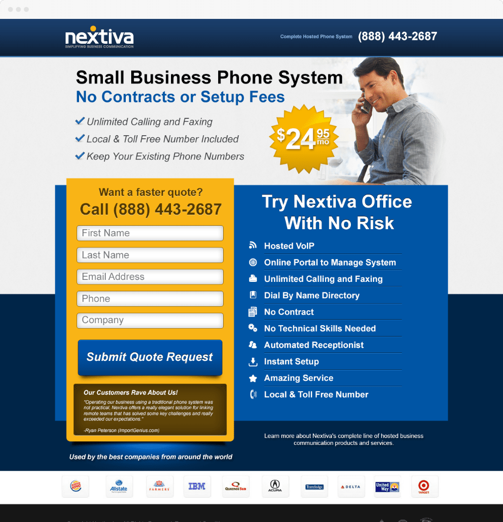 Nextiva.com - Landing Page Design